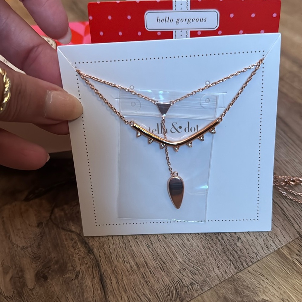Stella & Dot Rose Gold Tiered Lariat Necklace NEW